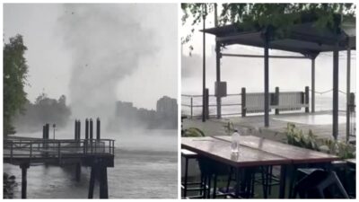 ¡La fuerza del mar! Tromba de agua sorprende en Australia: video