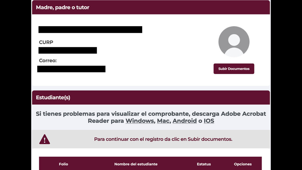 Comprobante de registro