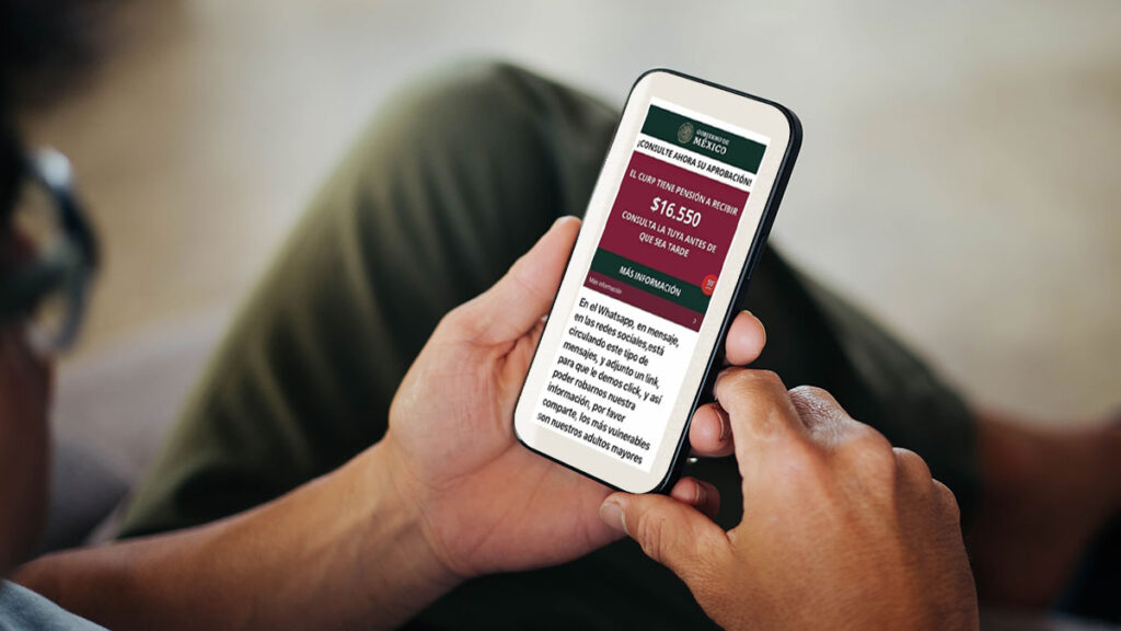alerta por estafa de pensión en cadenas de WhatsApp