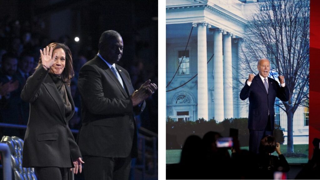 Biden y Harris se despiden de la Casa Blanca. Fotos: AFP