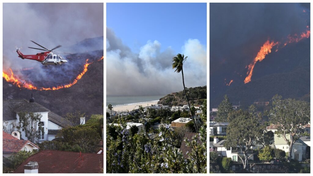 Un incendio forestal en Pacific Palisades, California, destruye más de 310 hectáreas en medio de una tormenta de viento.