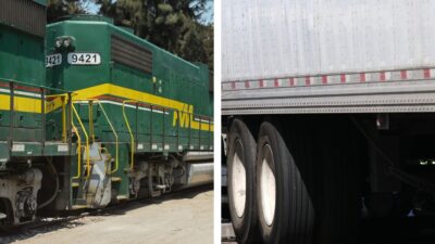 Un tren se impactó contra un tráiler que se encontraba varado en las vías sobre un cruce de ferrocarril en Celaya, Guanajuato.