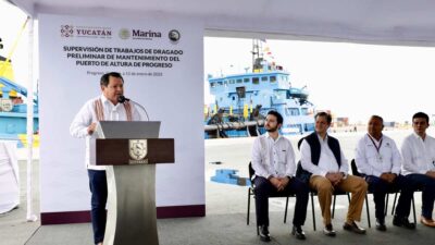 Dieron inicio los trabajos de dragado preliminar y mantenimiento del Puerto de Altura de Progreso, Yucatán