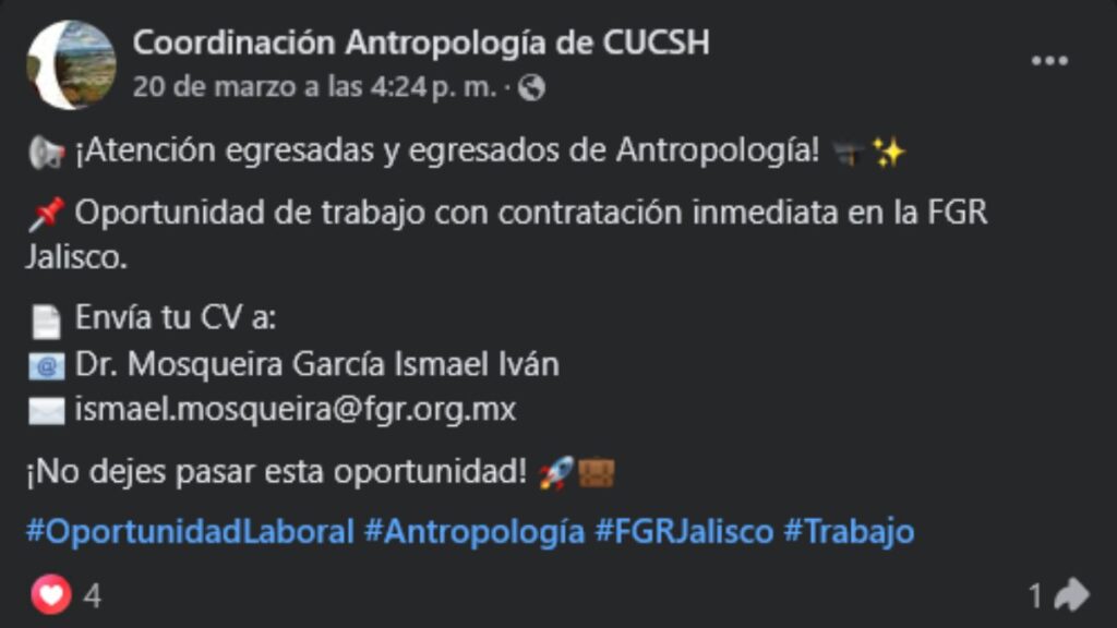 Publicación de la Coordinación de Antropología