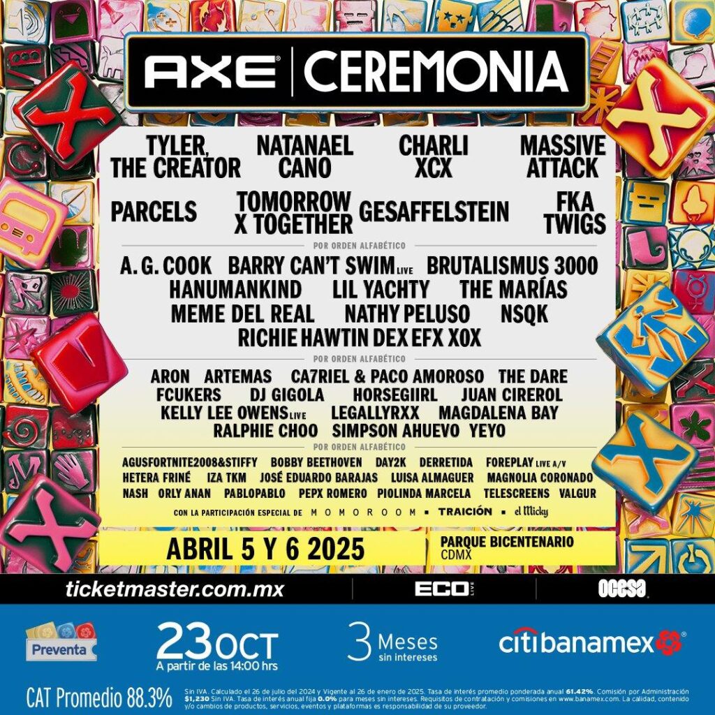 El festival AXE Ceremonia 2025 reveló su cartel que viene cargado po Charli XCX, Tyler, the Creator y Natanael Cano.