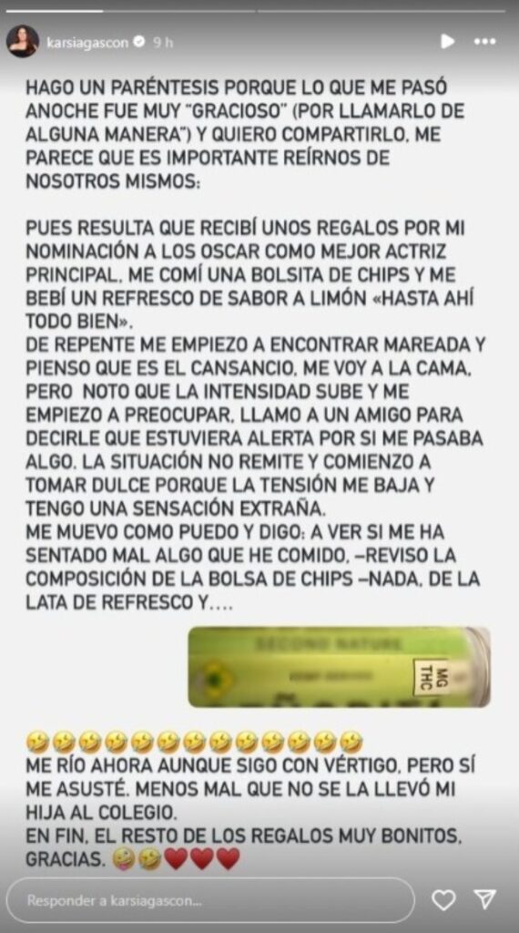 Karla Sofía Gascón terminó drogada la noche de los premios Oscar 2025