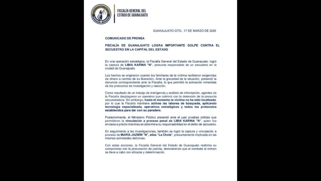 Fiscalía detalla el operativo contra Libia Karina "N"