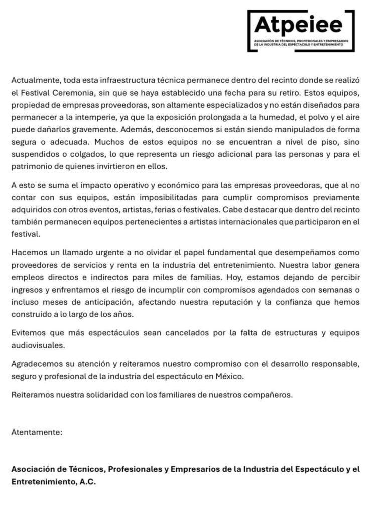 Comunicado de la ATPEIE.