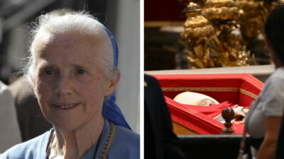 Monja Genevieve Jeanningros rompe protocolo en funeral del Papa Francisco