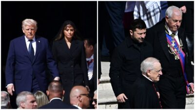 Donald Trump y Volodimir Zelenski en el funeral del Papa Francisco