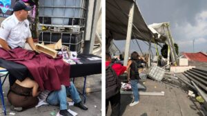 Por viento colapsa techo en feria de Neza; videos