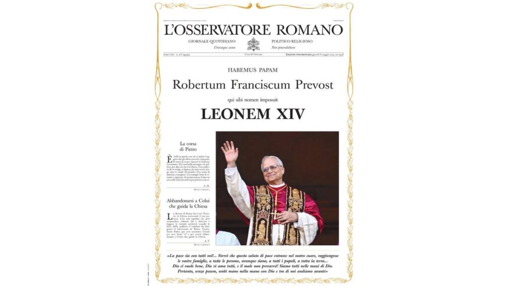 L'Osservatore Romano, publicó la primera imagen del Papa León XIV