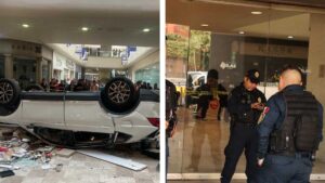 Difunden video del lugar exacto donde cayó un auto en Plaza Lilas