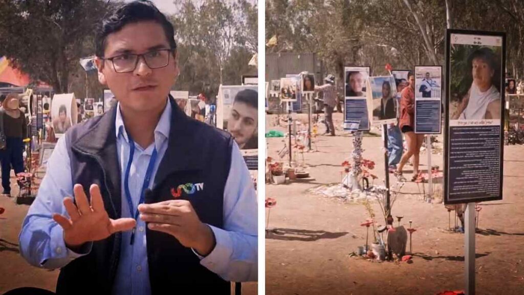 Se registran detonaciones mientras Juan Rivas, de Uno TV visita el memorial. Foto: Uno TV