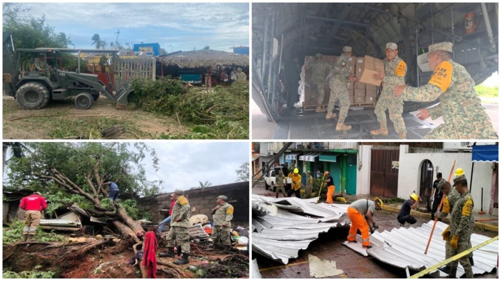 Labores del Ejército tras paso de huracán Erick por Oaxaca y Guerrero
