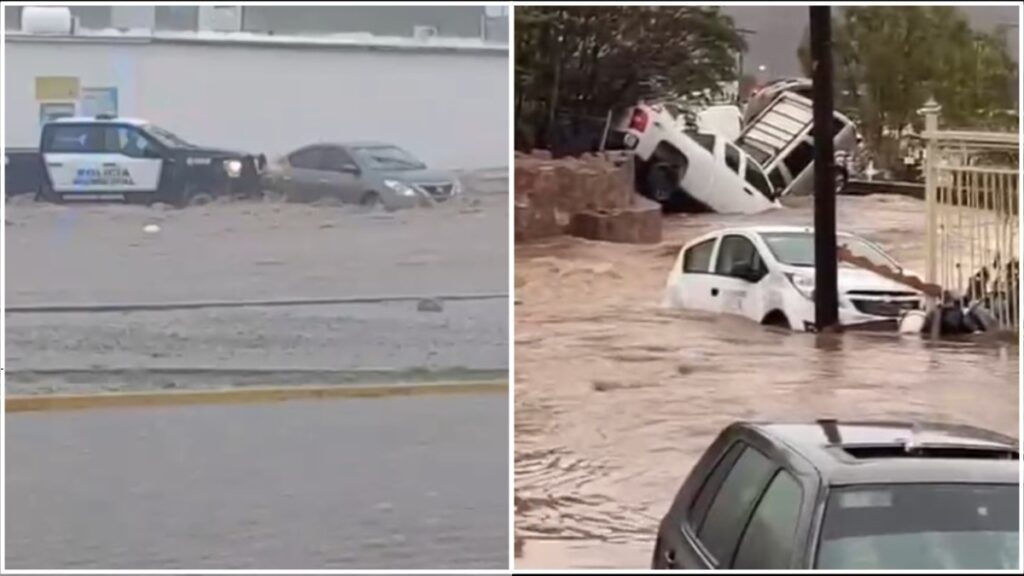 Lluvias en Chihuahua arrastran vehículos y sacan cuerpos de panteón