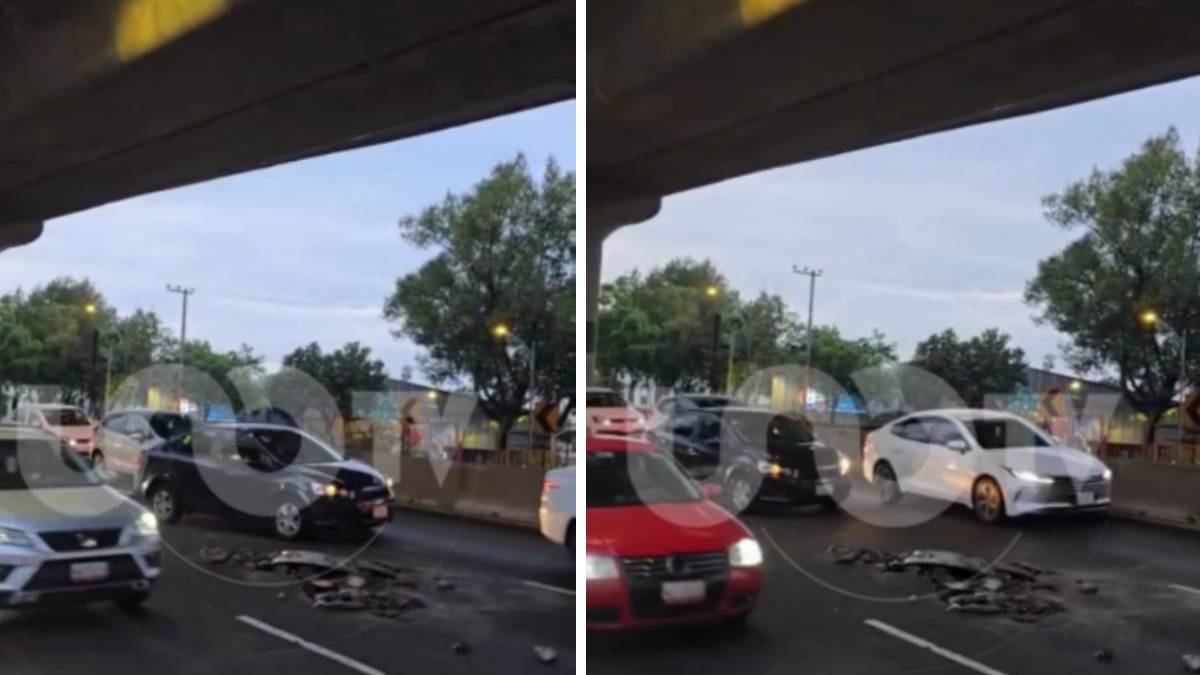 Bache en Periférico provoca tránsito pesado.