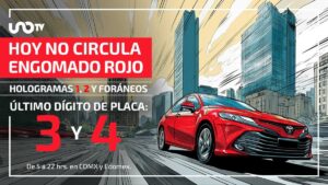 Miércoles no circulan autos con engomado rojo y placas 3 y 4