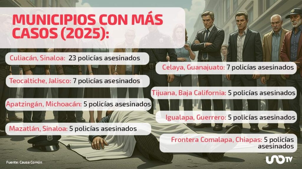 Municipios con más asesinatos de policías