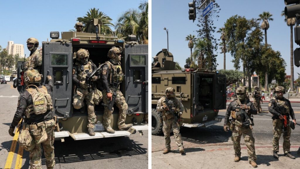 Agentes y militares realizan redada en parque de Los Ángeles