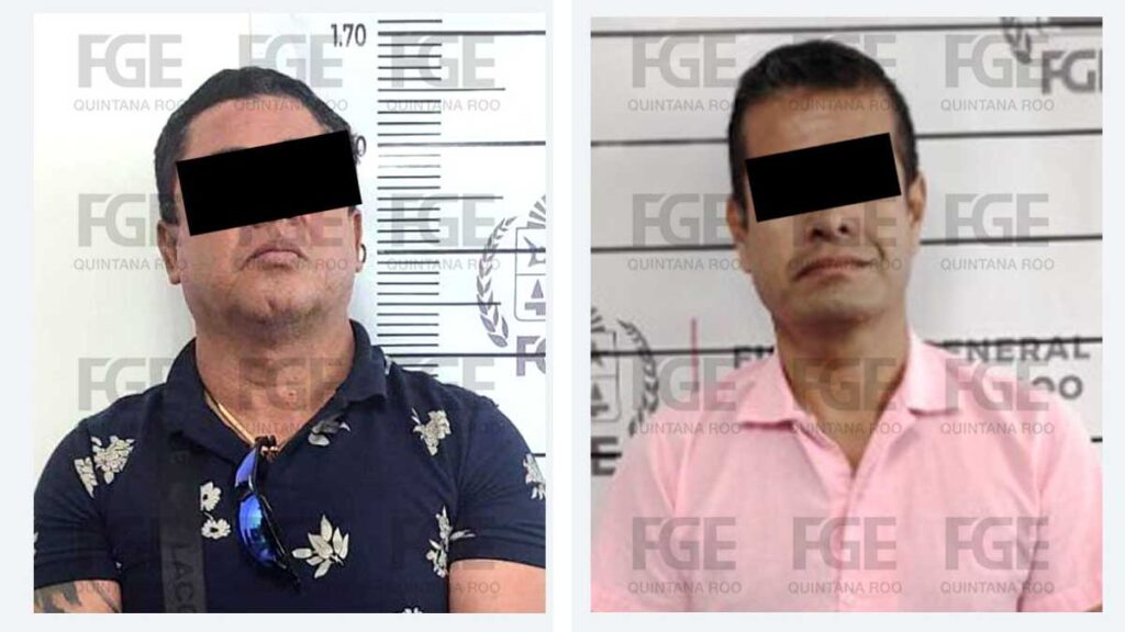 Policías detenidos por extorsión en Cancún.