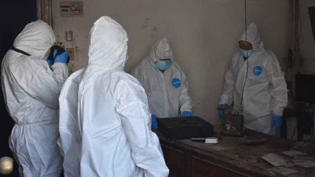 Trabajos de rastreo en el crematorio "Plenitud".