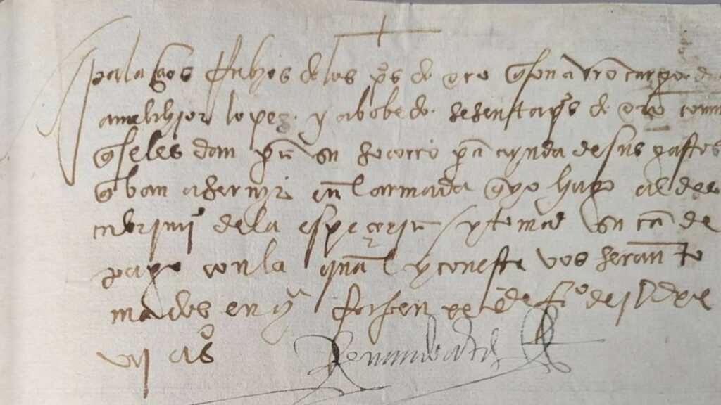 Manuscrito firmado por Hernán Cortés