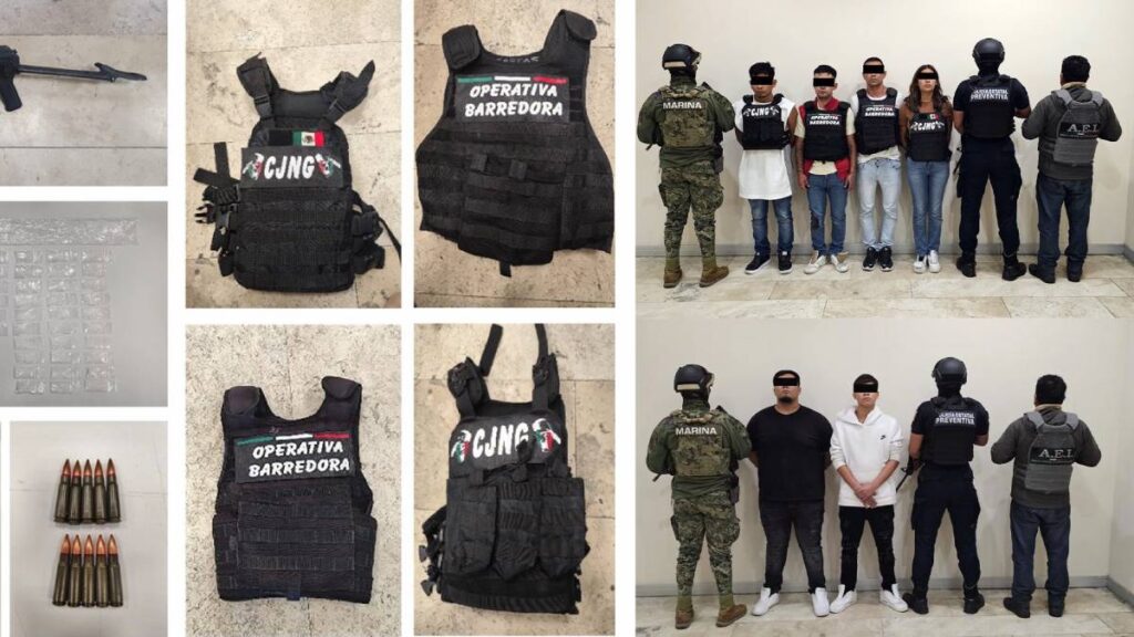 Detienen a seis presuntos integrantes de “La Barredora” en Puebla. Aseguran armas, chalecos tácticos y droga. Dos están ligados a homicidio de custodio.