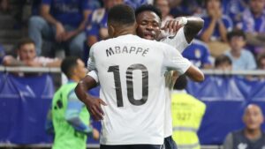 Real Madrid derrota al Real Oviedo gracias a la dupla Mbappé-Vinicius