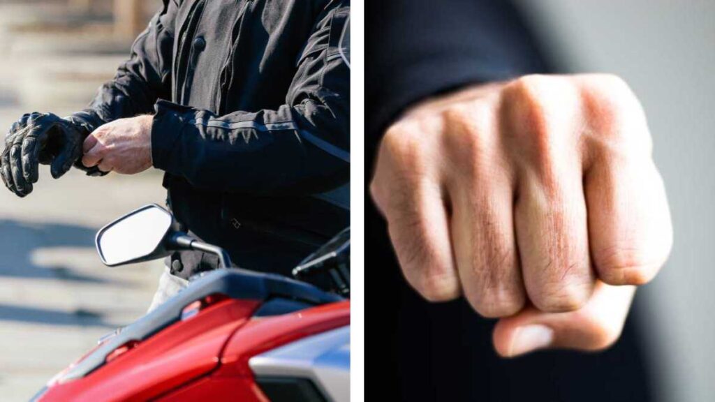 Motociclista noquea a conductor y huye