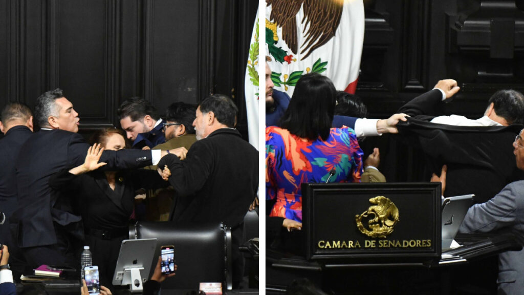 Himno, gritos y golpes: de inicio a fin, así fue el pleito entre "Alito" y Noroña