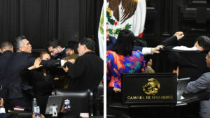 Himno, gritos y golpes: de inicio a fin, así fue el pleito entre “Alito” y Noroña