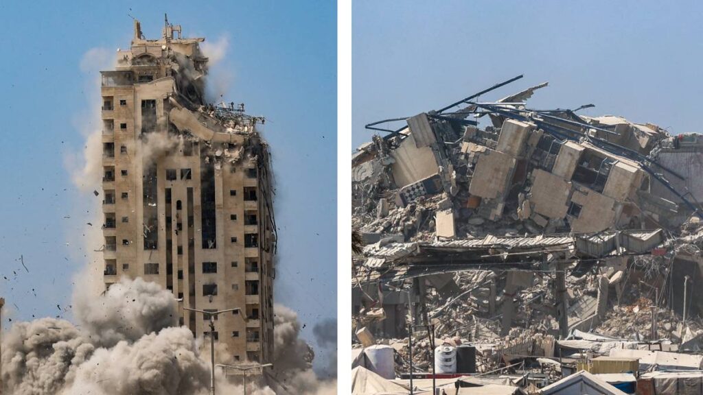 Israel bombardea edificio de 14 pisos en Gaza