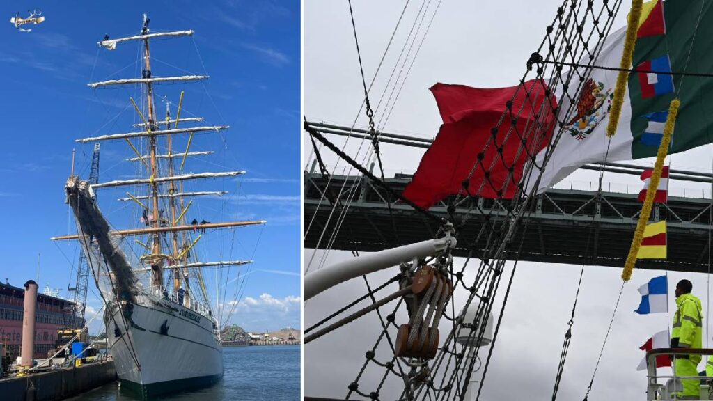 El Buque Escuela Cuauhtémoc regresó a la mar desde Nueva York tras mantenimiento mayor; en septiembre volverá a puerto.