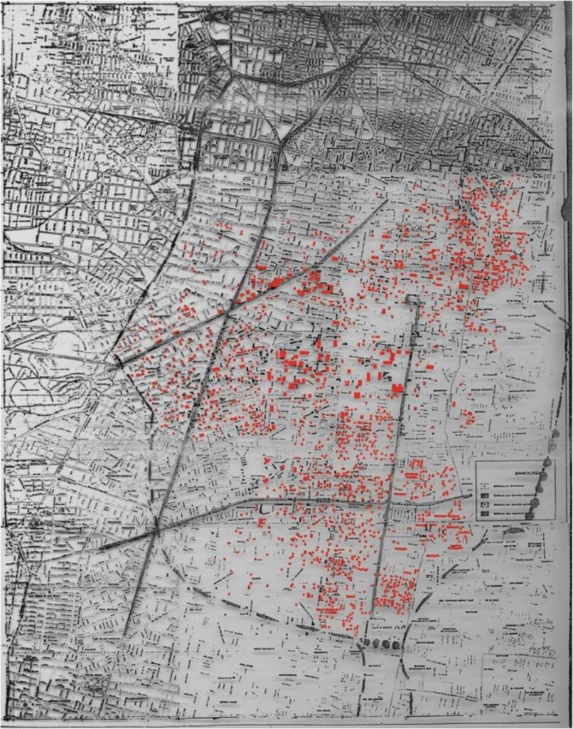 Mapa derrumbe de edificios en terremoto de 1985