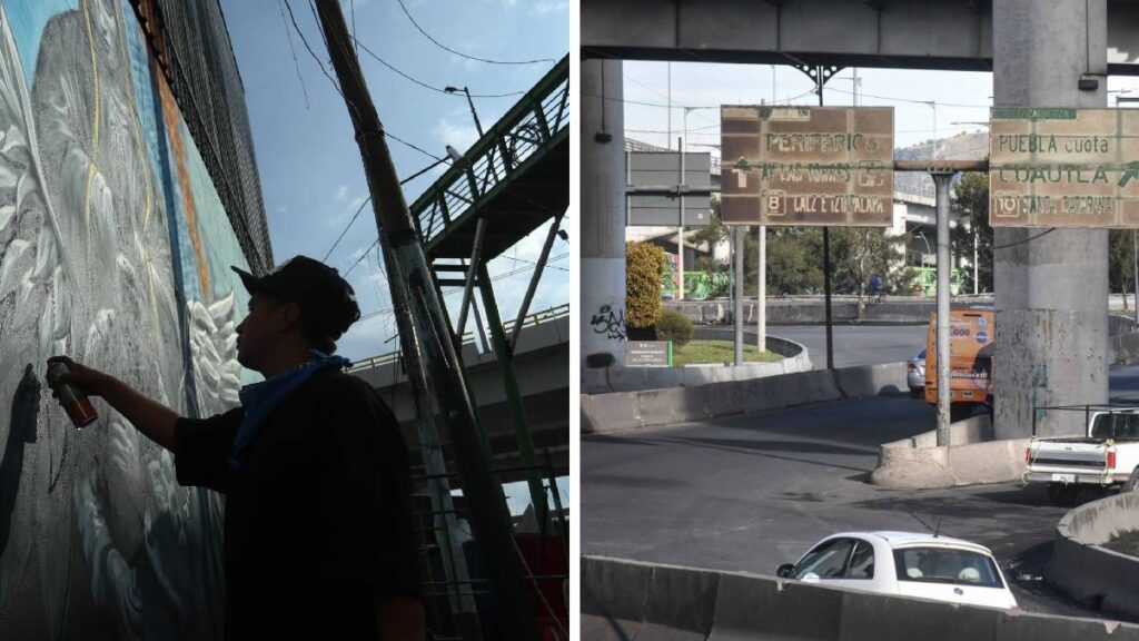 Pintan ángeles azules en el Puente de la Concordia