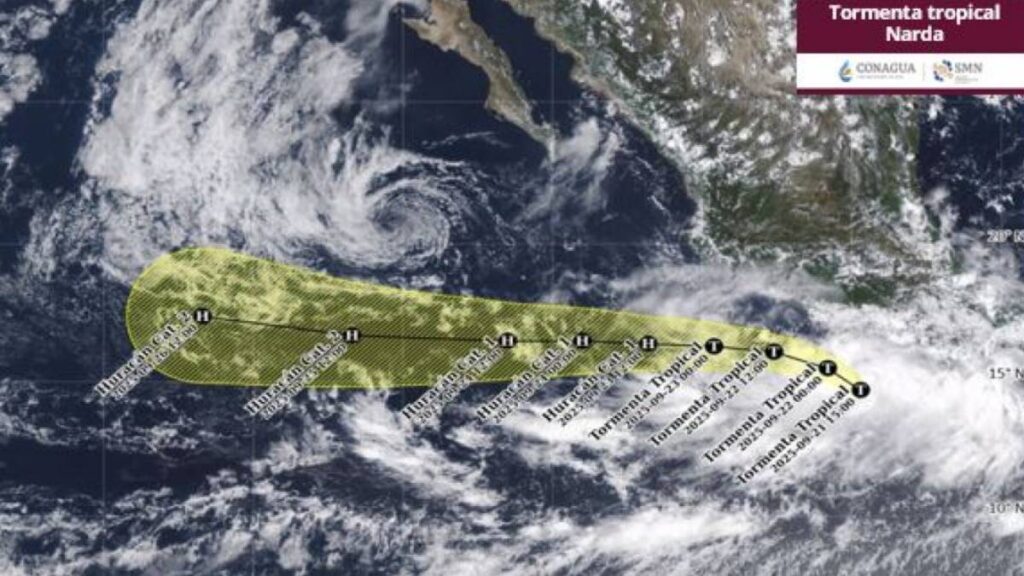 Se forma la tormenta tropical Narda: alerta de lluvias intensas y oleaje en el Pacífico mexicano