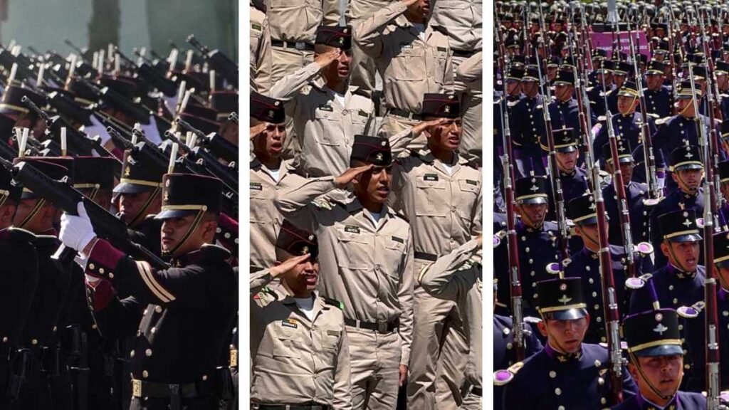 Uniformes de cadetes en desfile Defensa