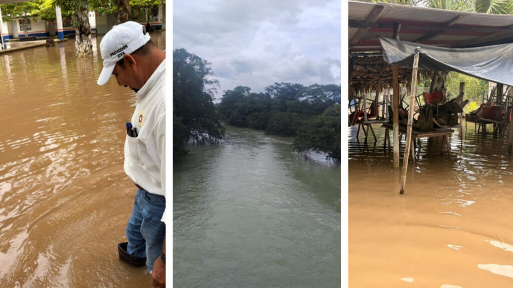 Lluvias dejan inundaciones en varios municipios de Chiapas.