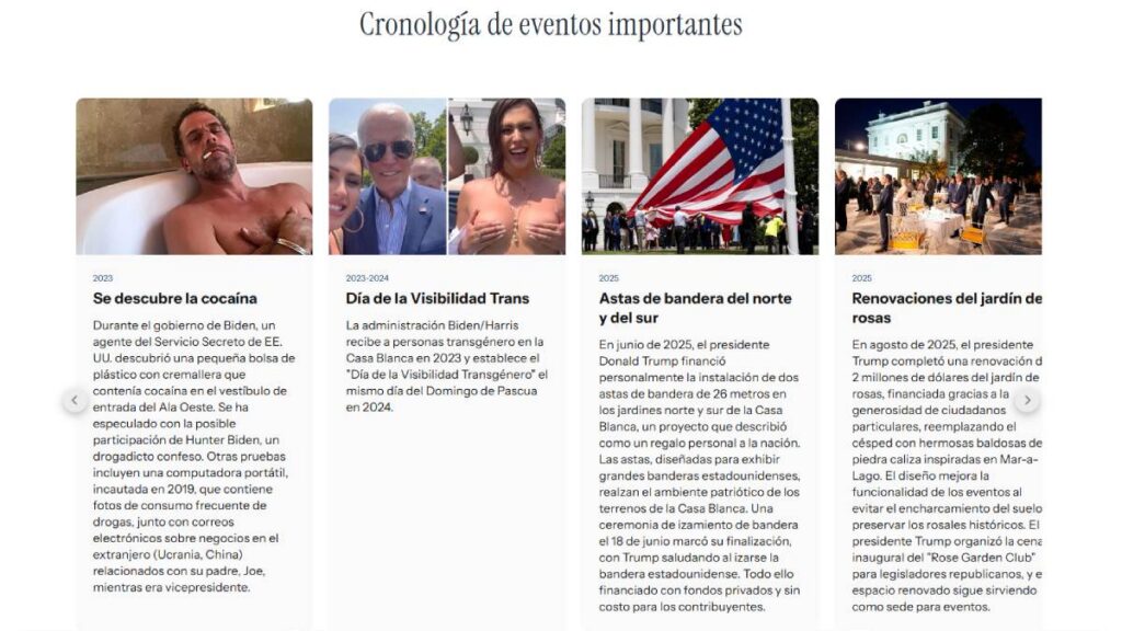 Trump actualiza la página de la Casa Blanca tras críticas por demoler el Ala Este