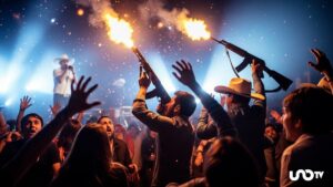 Hombres disparan al aire con armas largas en concierto de Tito Torbellino Jr. en Comonfort