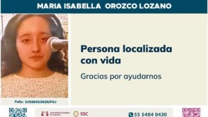Localizan con vida a María Isabella, adolescente desaparecida en Tlalpan