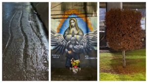 Con asfalto rayado, murales y dolor, así luce el Puente de la Concordia a un mes de la explosión de pipa