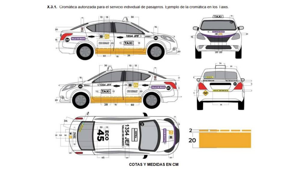 Cromáticas autorizadas para taxi en Edomex.