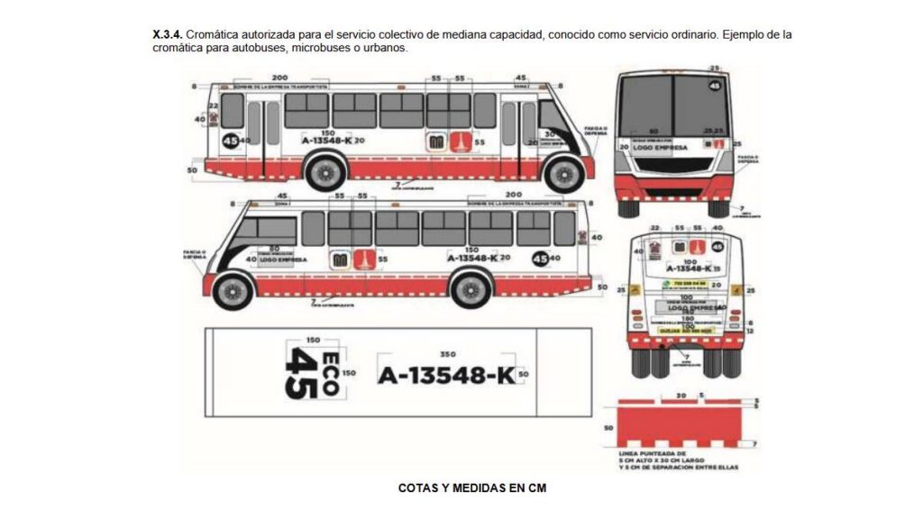 Cromáticas autorizadas para autobuses y microbuses en Edomex.